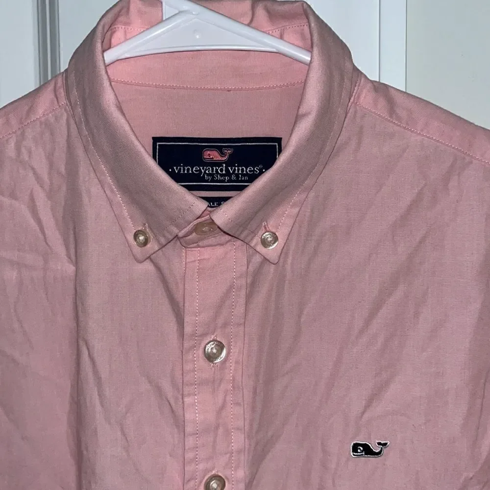 Pink Blue whale Vineyard Vines Whale Youth Kids cotton LS shirt L boys
